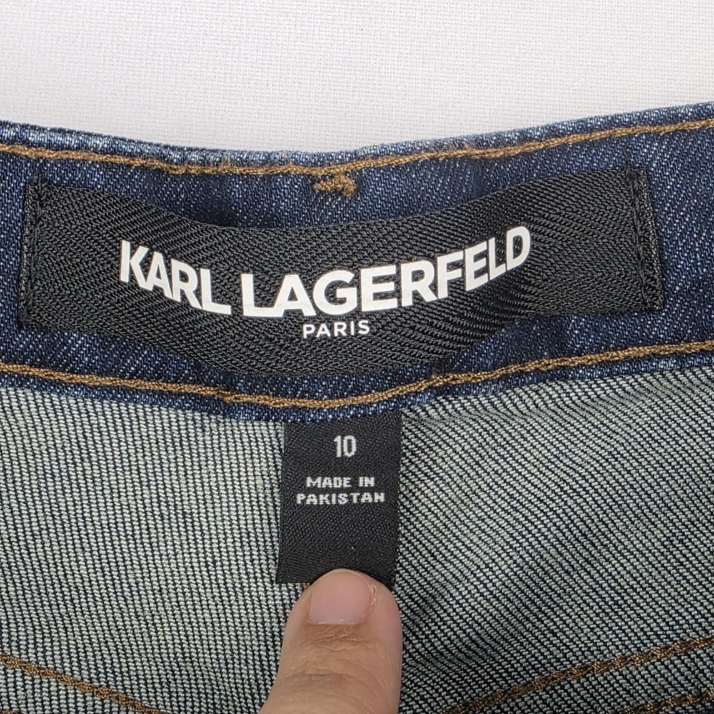 Karl Lagerfeld Paris Jeans Womens Size 10 Black Logo Tape Side Stripe L1TK2258 - Picture 5 of 9